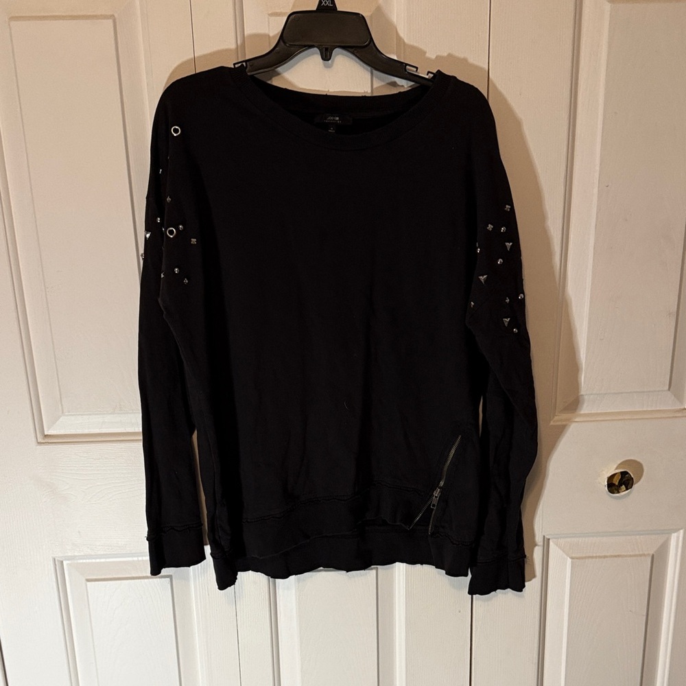 Joe's Jeans Black Stud-Trim Pullover Sweatshirt GUC B21